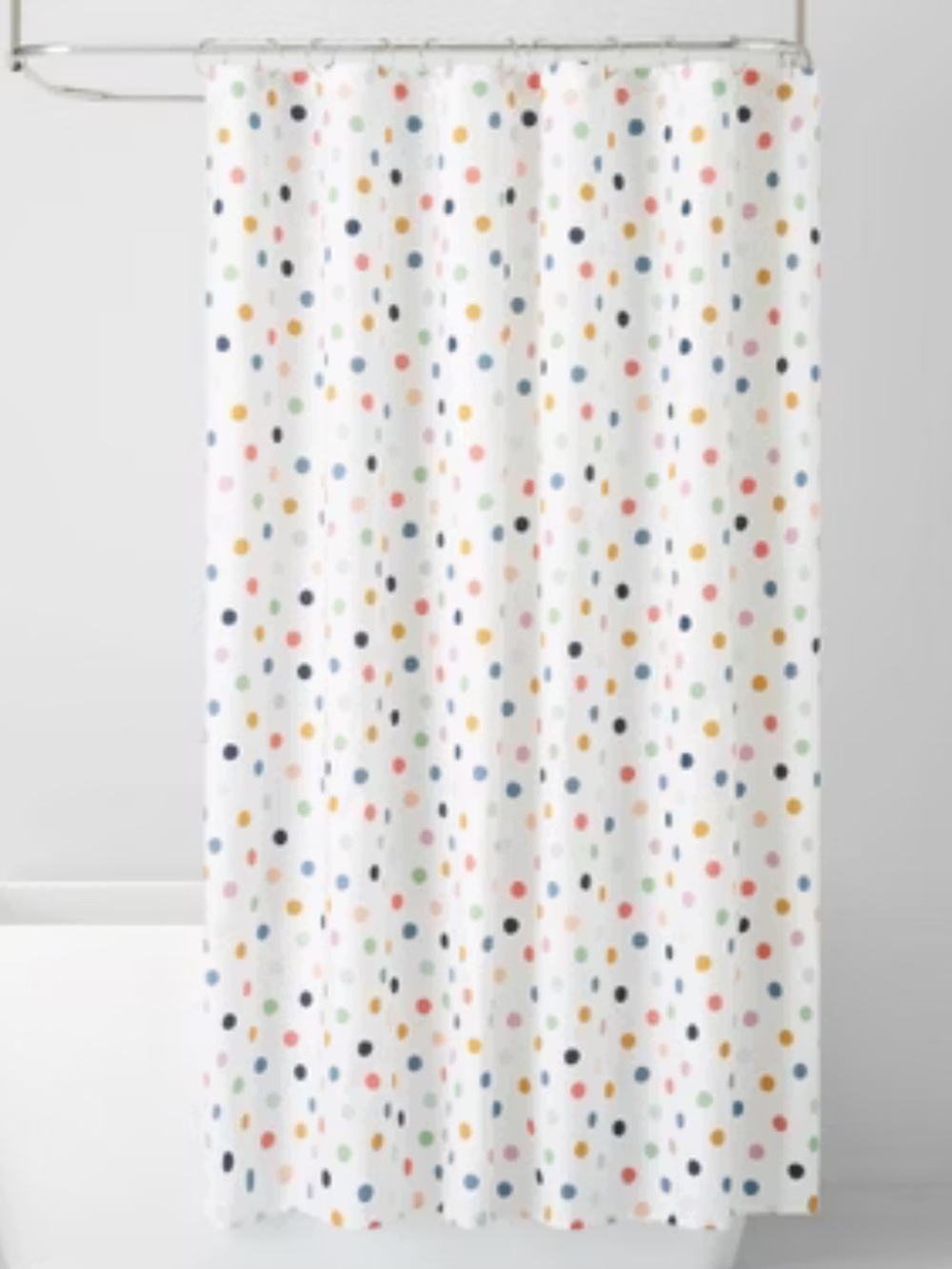 IKEA White Shower Curtain with Multicolor Polka Dots